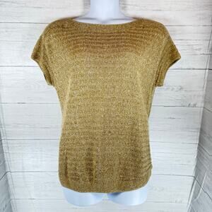 Talbots Large 100% Linen women tan knit sweater Cottage beachy coastal luxury